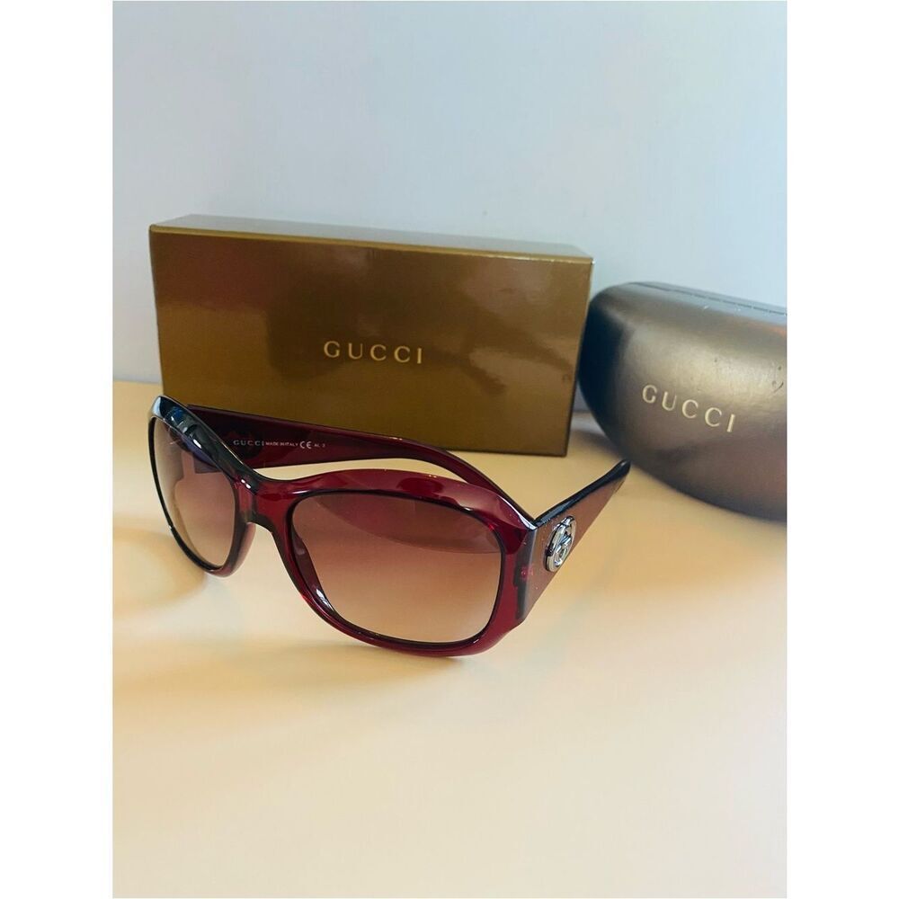 Gucci Burgundy Gradient Vintage Sunglasses w Guccissma Pattern. Great Condition